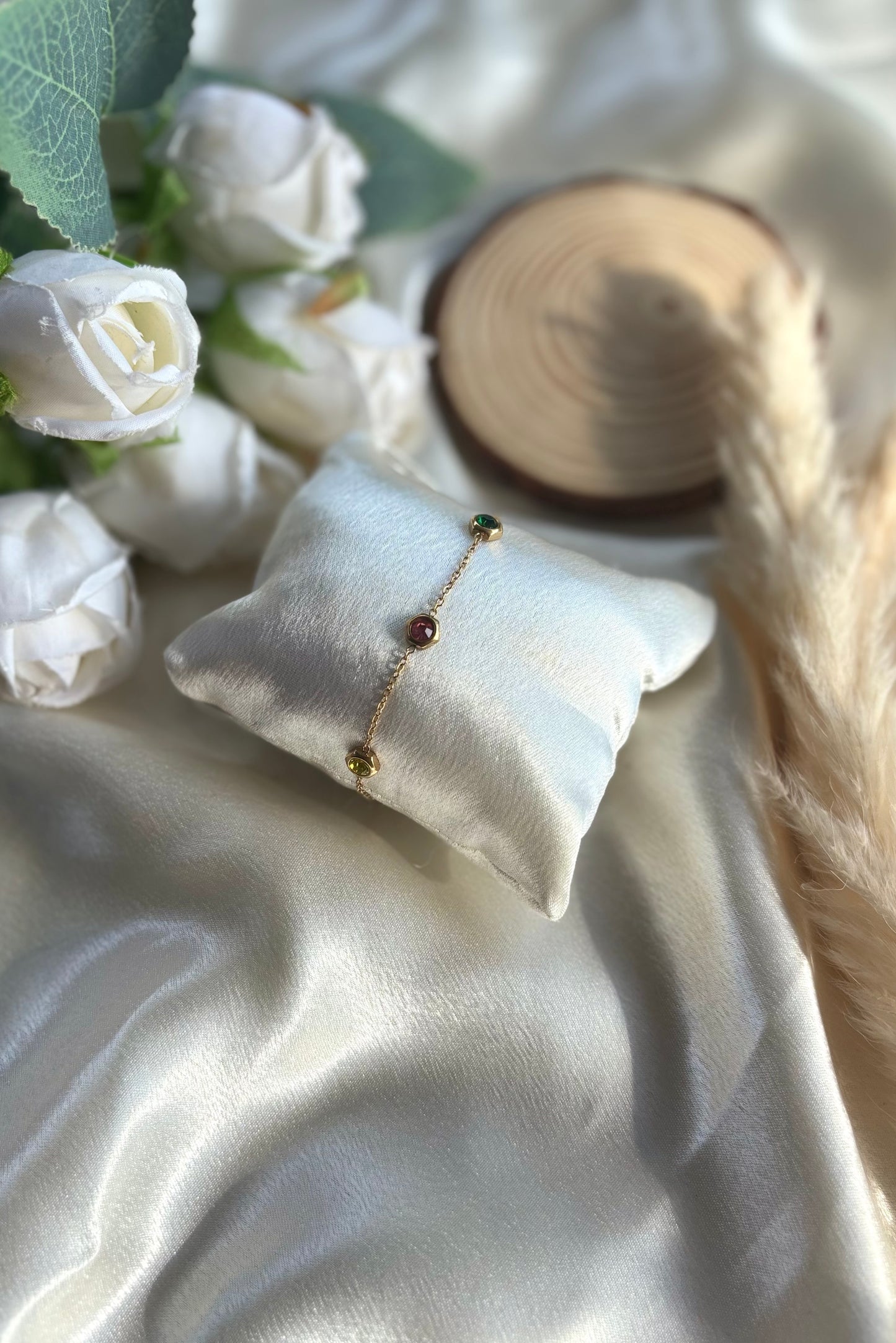 Anti tarnish gold plated multi colour bracelet