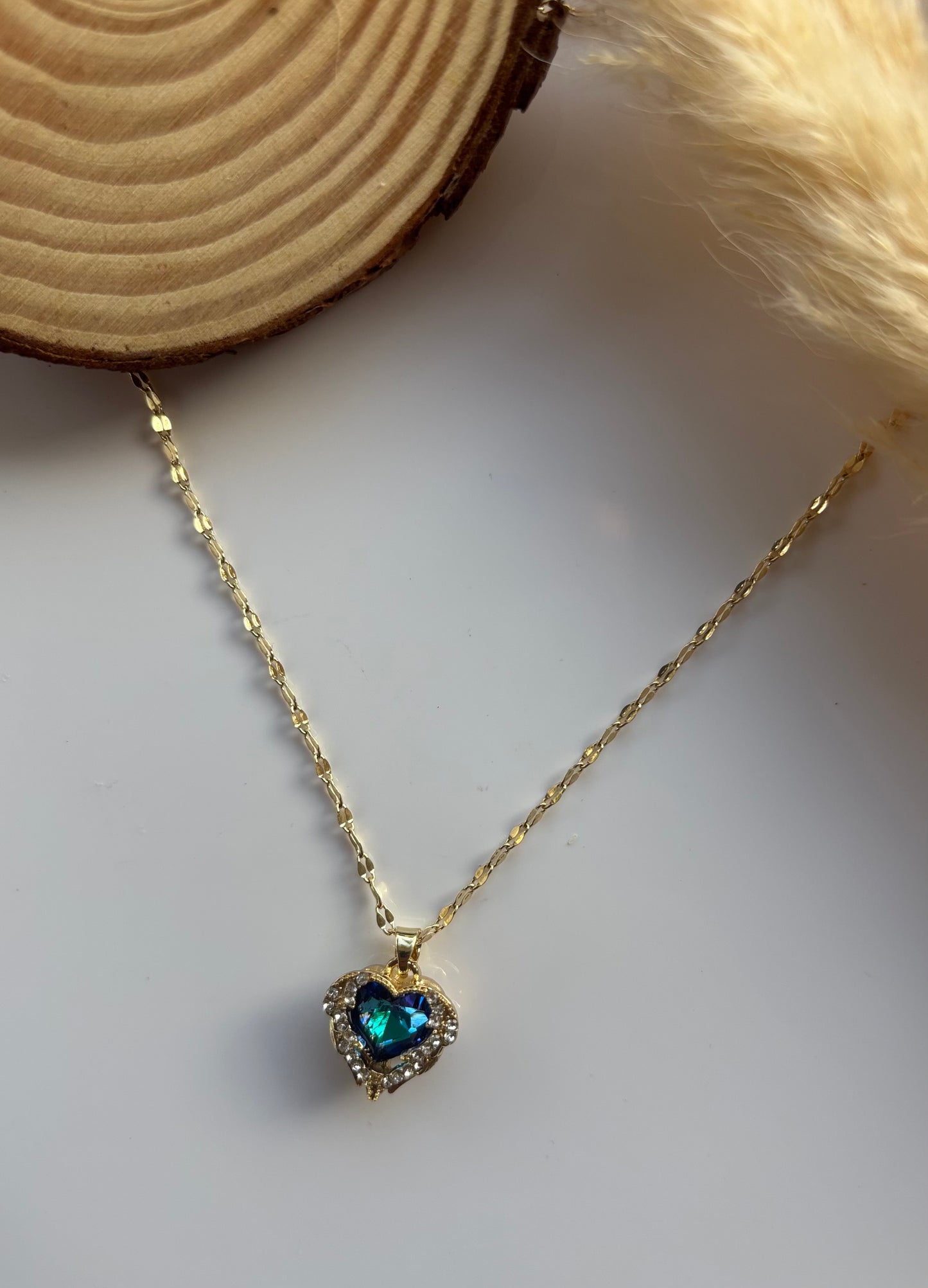 Anti tarnish gold plated blue stone necklace