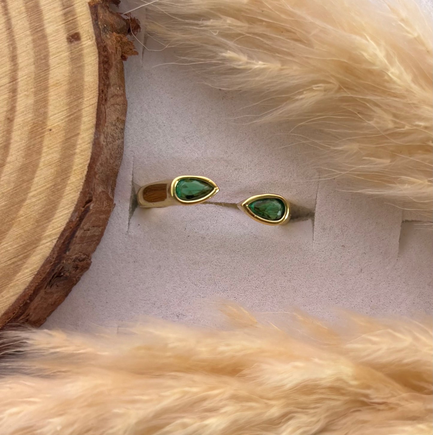 Anti tarnish gold plated adjustable stone ring