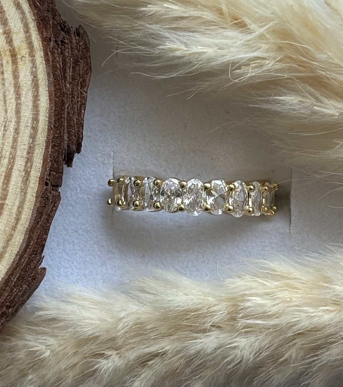 Anti tarnish gold plated adjustable stone ring