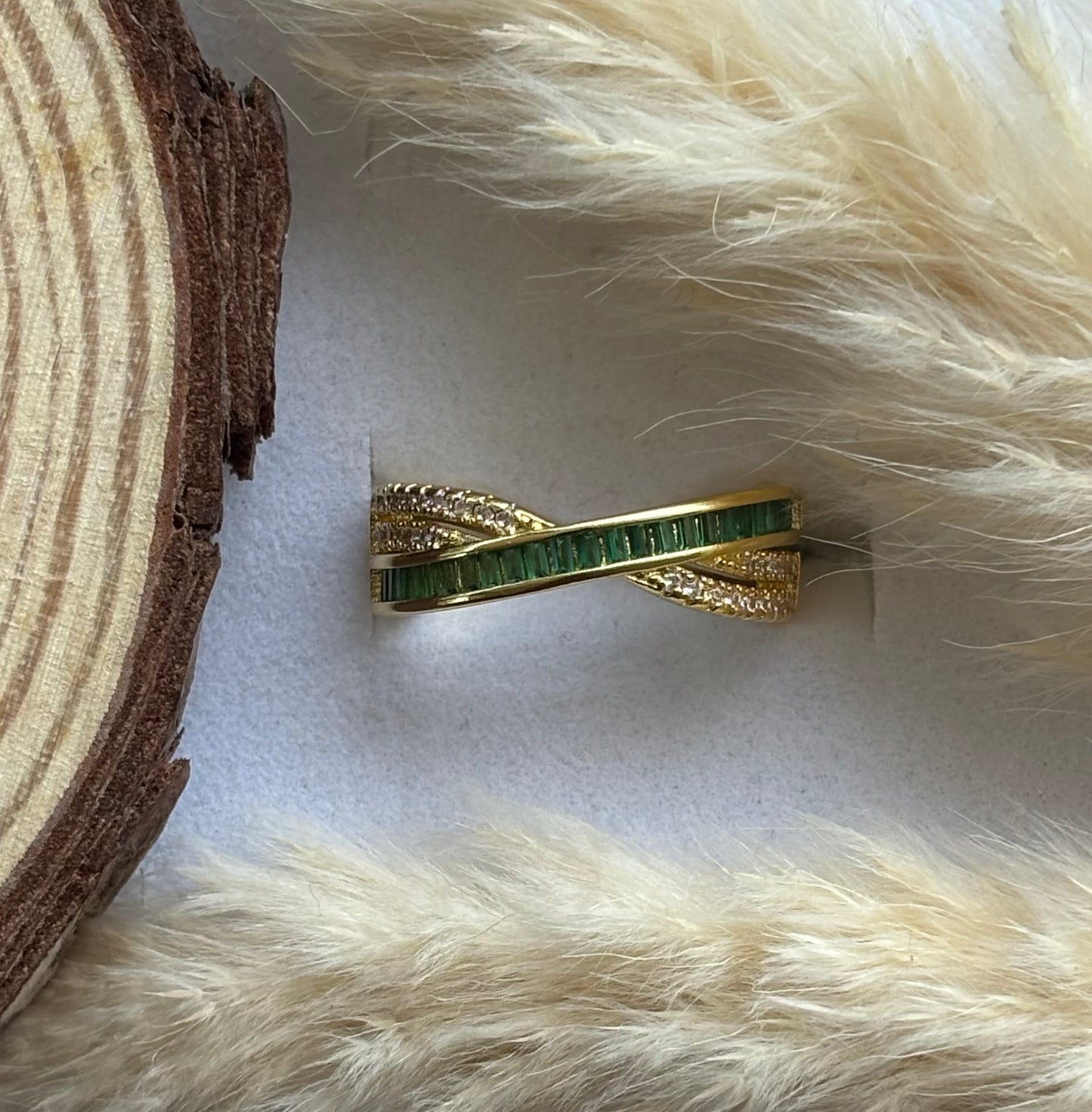 Anti tarnish gold plated adjustable stone ring