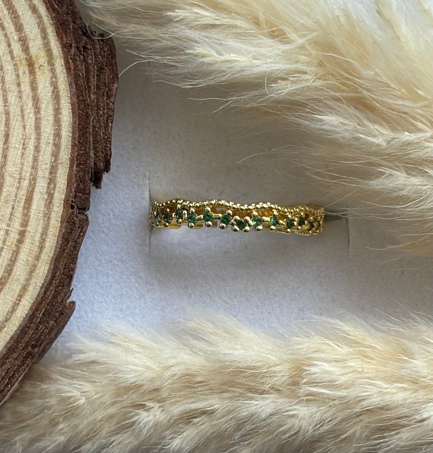 Anti tarnish gold plated adjustable stone ring