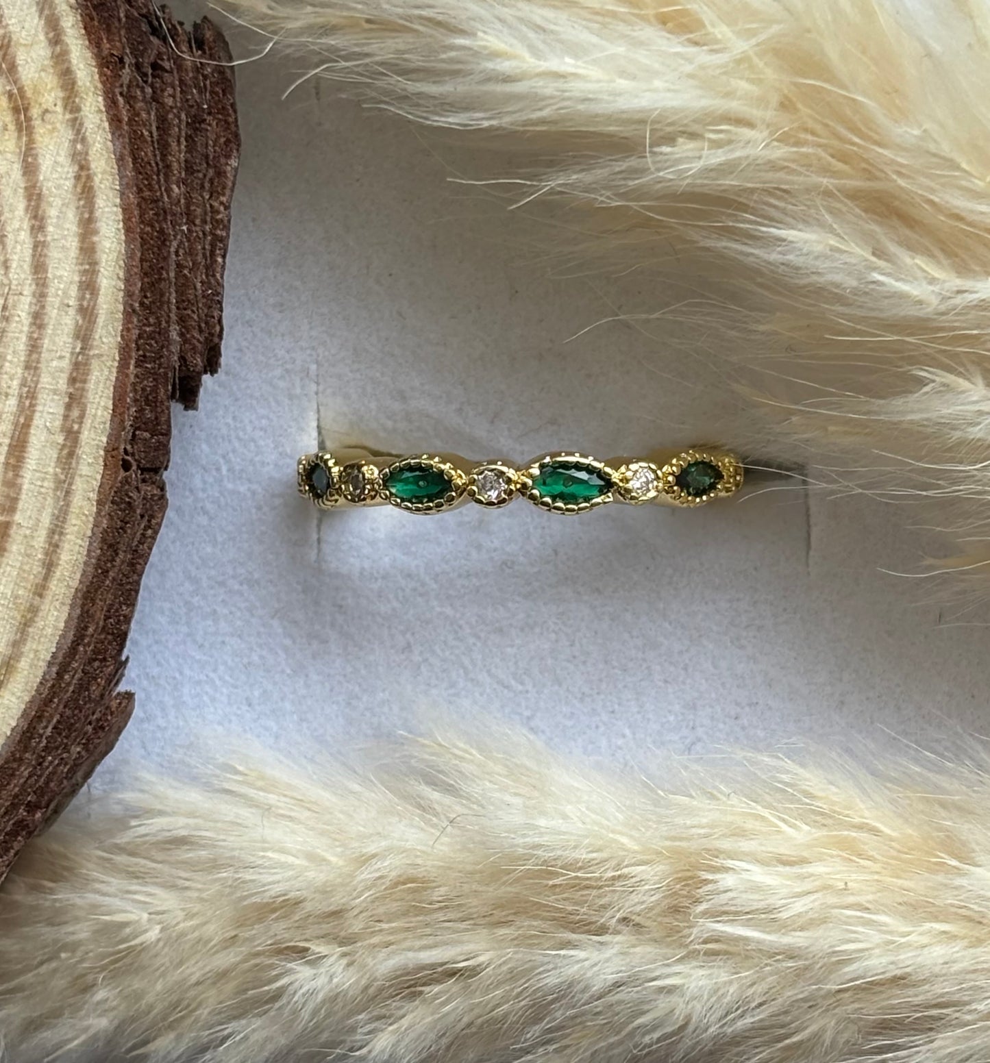 Anti tarnish gold plated adjustable stone ring