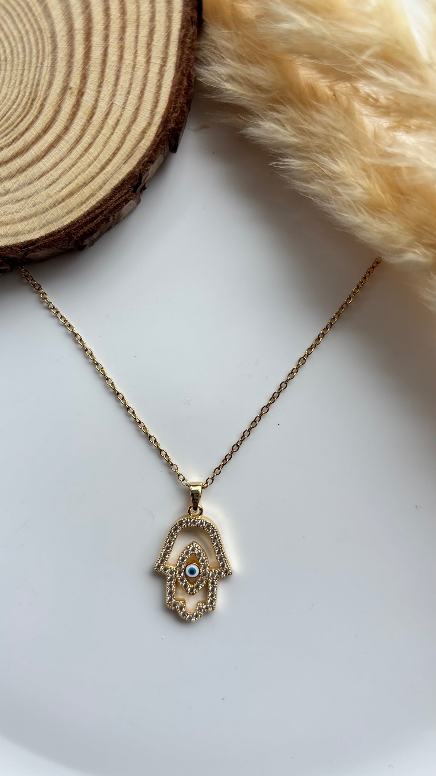 Anti tarnish gold plated evil eye necklace