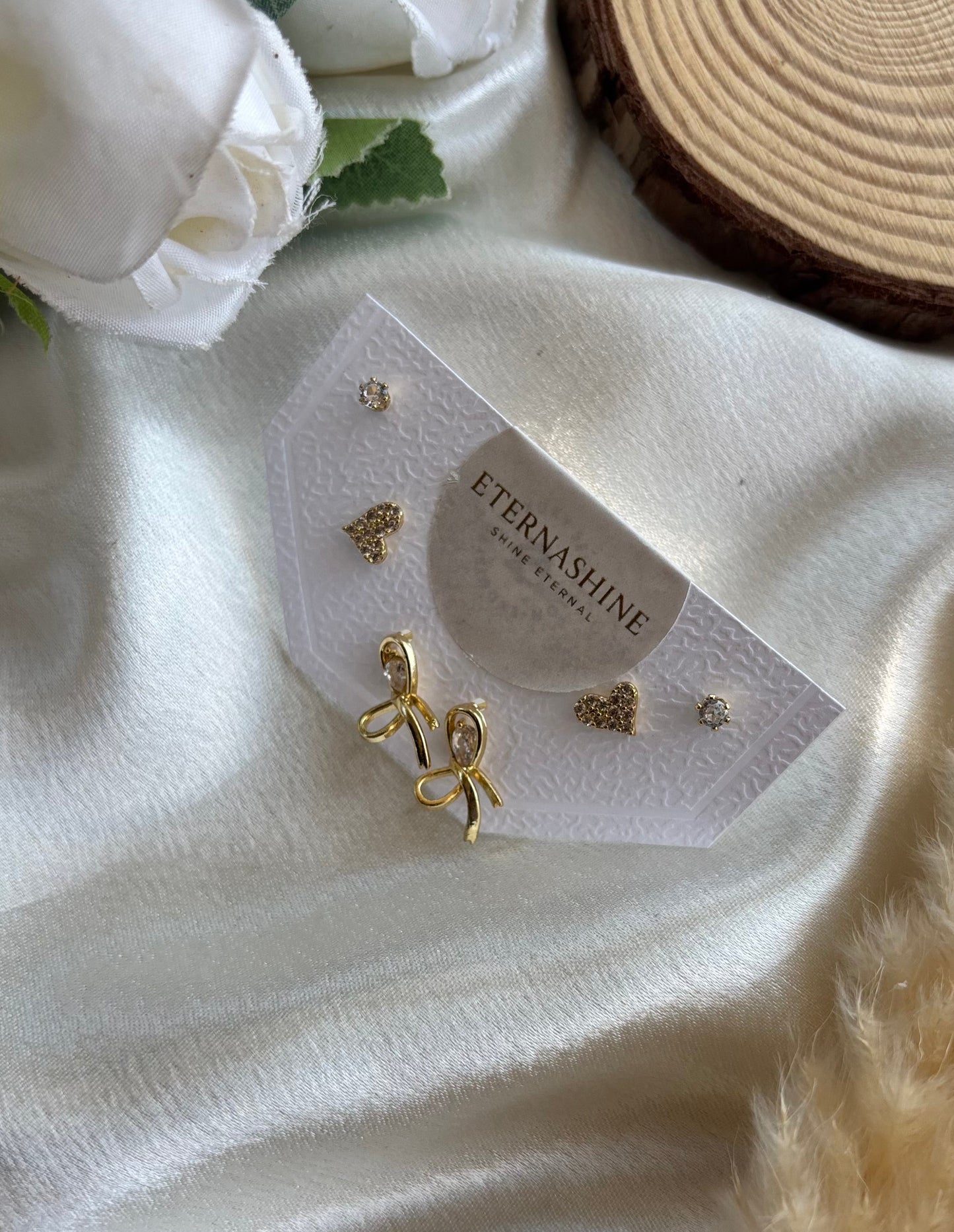 Anti tarnish gold plated earrings set