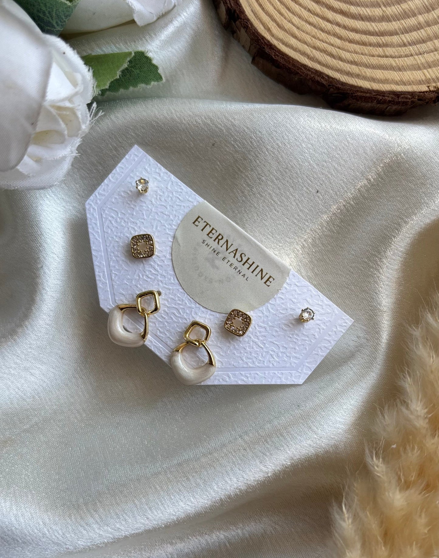 Anti tarnish gold plated earrings set