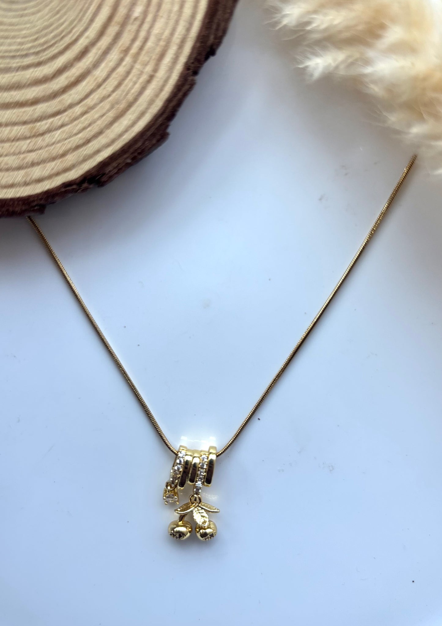Anti tarnish gold plated cherry hanging pendent