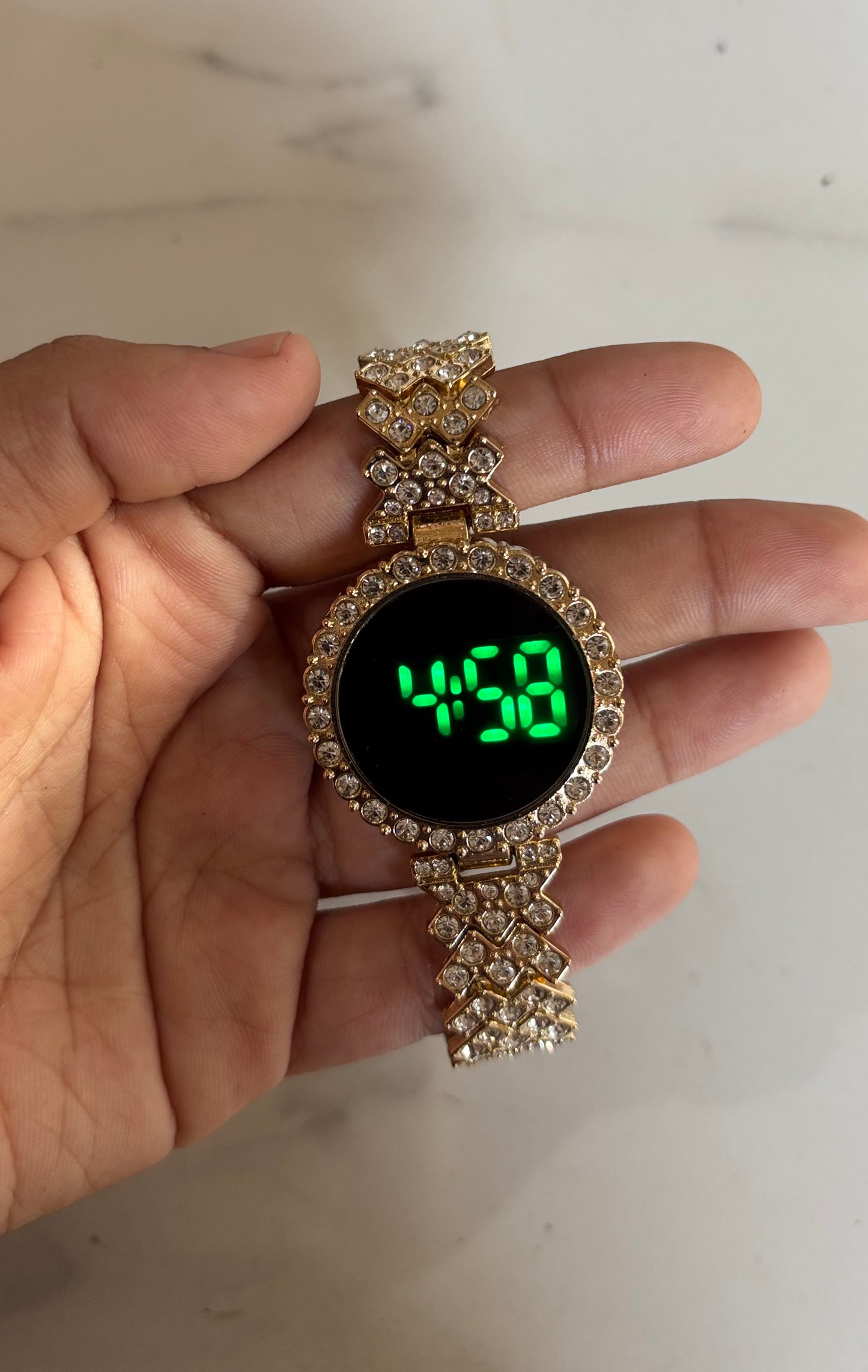 Stainless steel stone smart watch