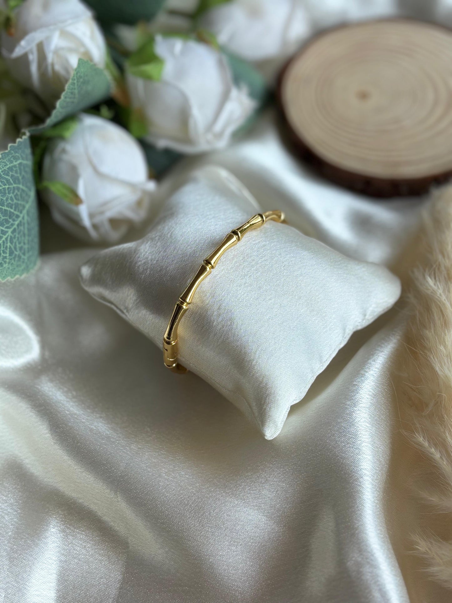 Anti tarnish Gold plated bamboo bangle