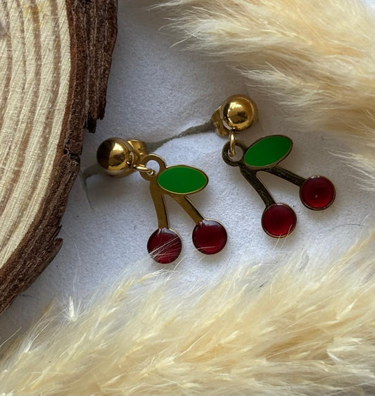 Anti tarnish gold plated Cherry hanging earing