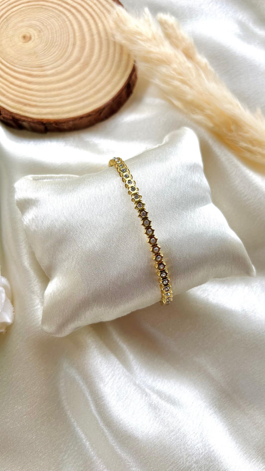 Anti tarnish gold plated studded stone bangle