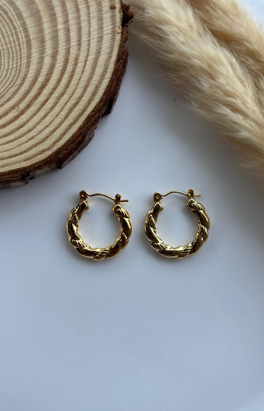 Stylish Braided Gold Hoop Earrings