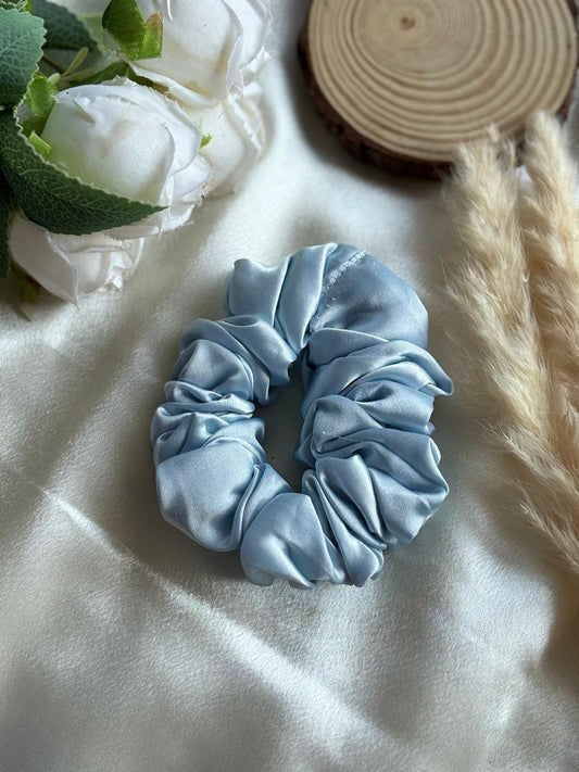 Skyblue satin srunchy