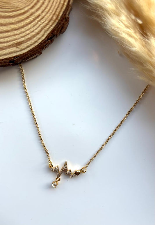 Anti tarnish gold plated zigzag necklac