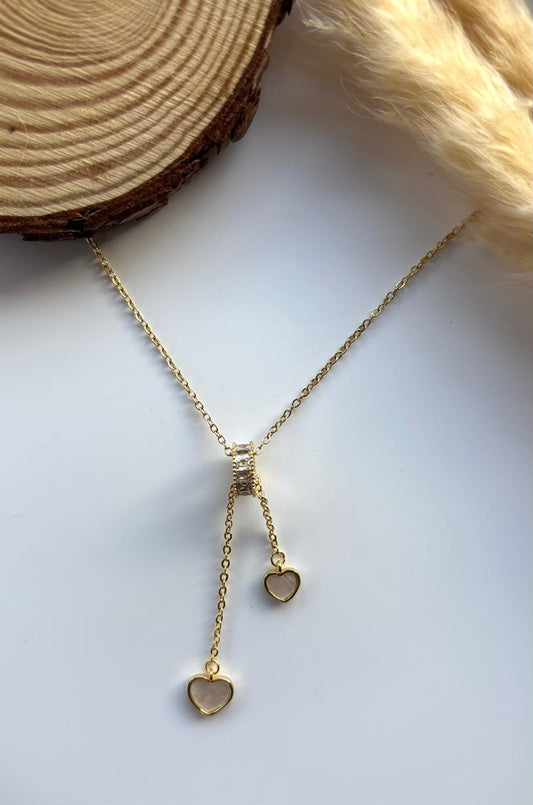 Anti tarnish gold plated heart hanging necklace