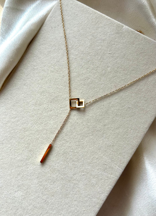 Anti tarnish gold plated cross square ganging necklace