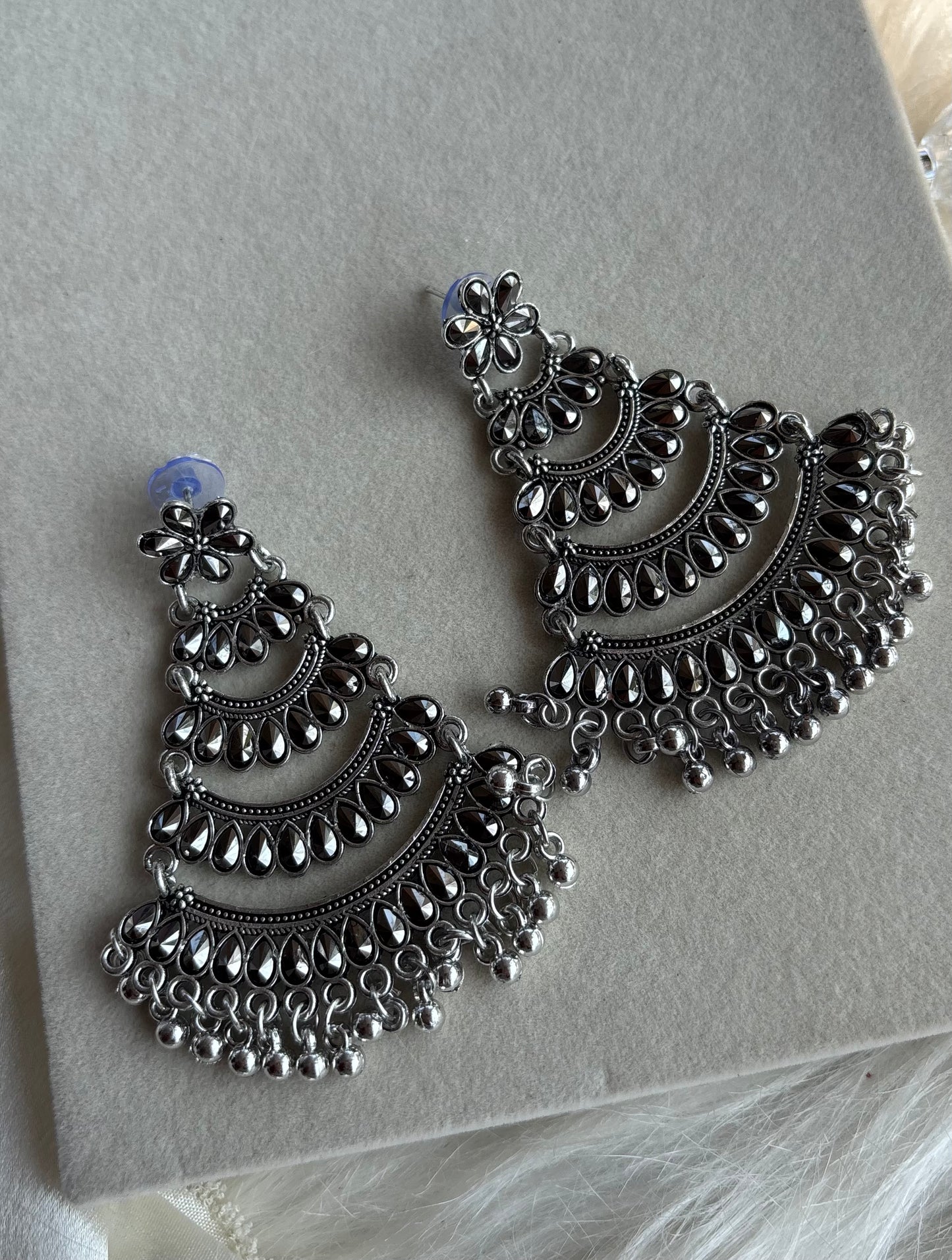 Oxidised party earrings