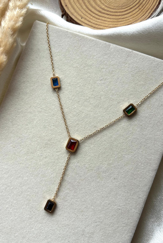 Anti tarnish gold plated multicolour necklace