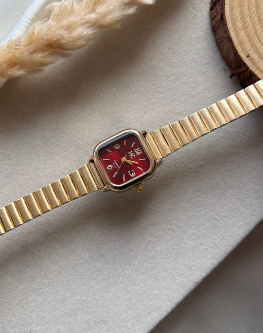 Premium red square watch