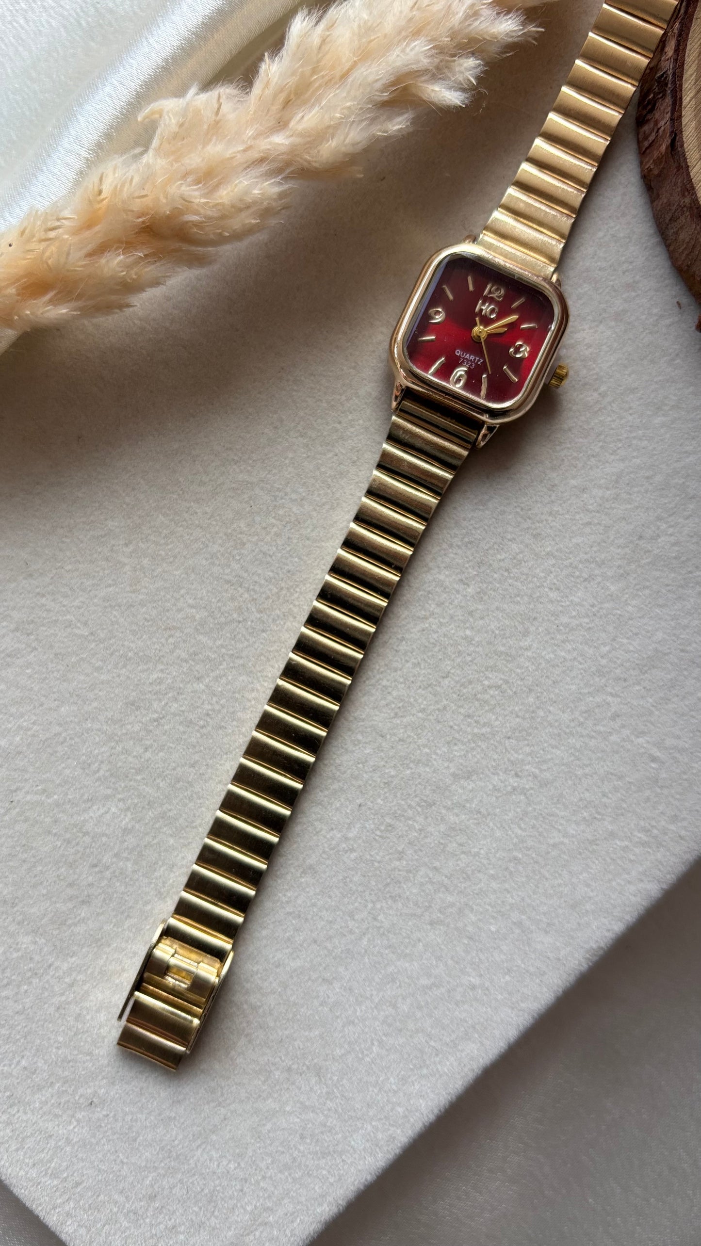 Premium red square watch