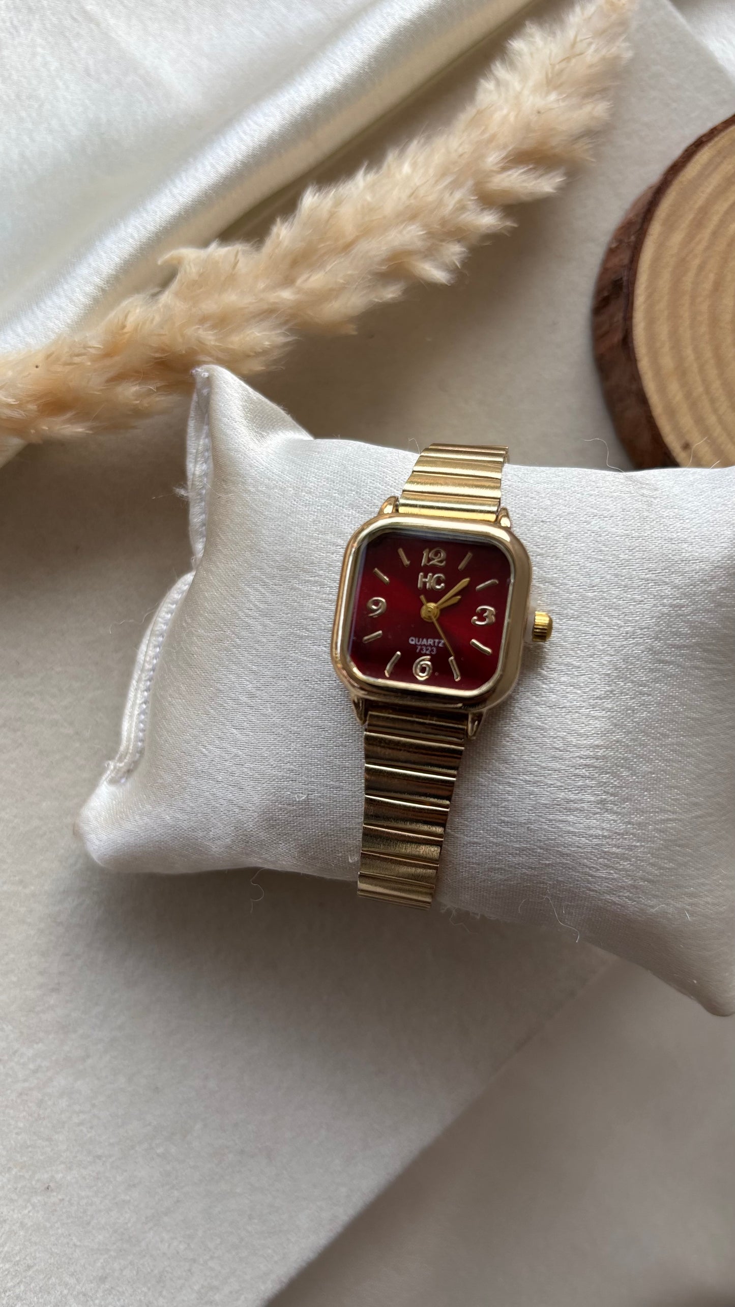 Premium red square watch