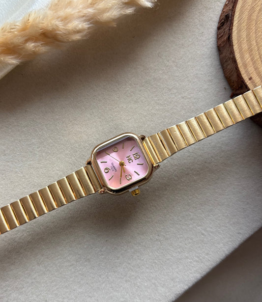Premium pink sqaure watch