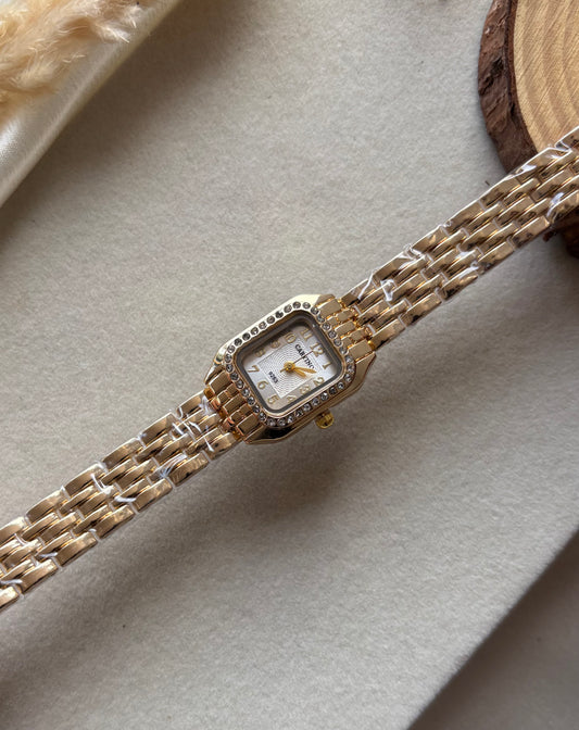 Premium square stone watch