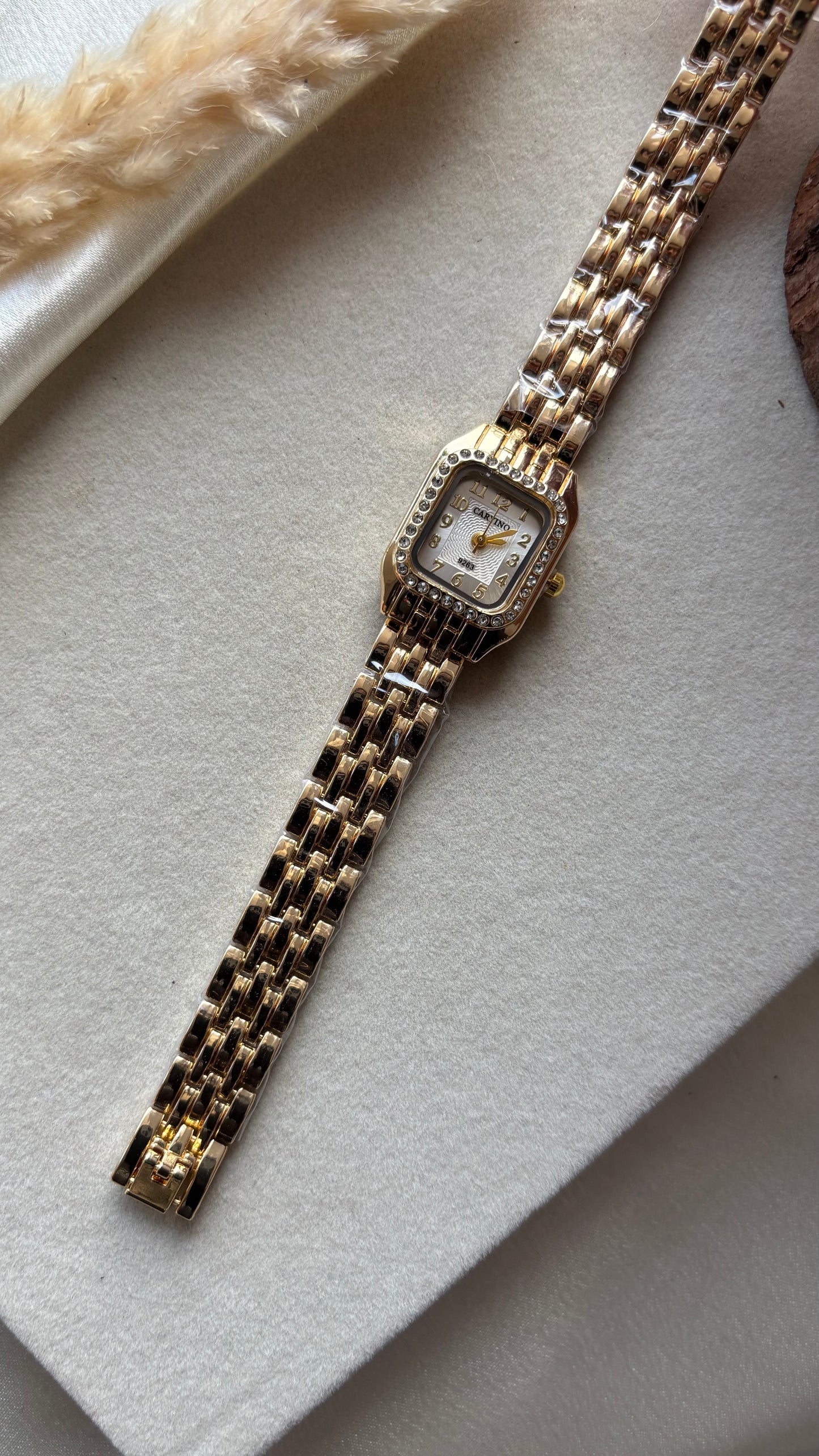 Premium square stone watch