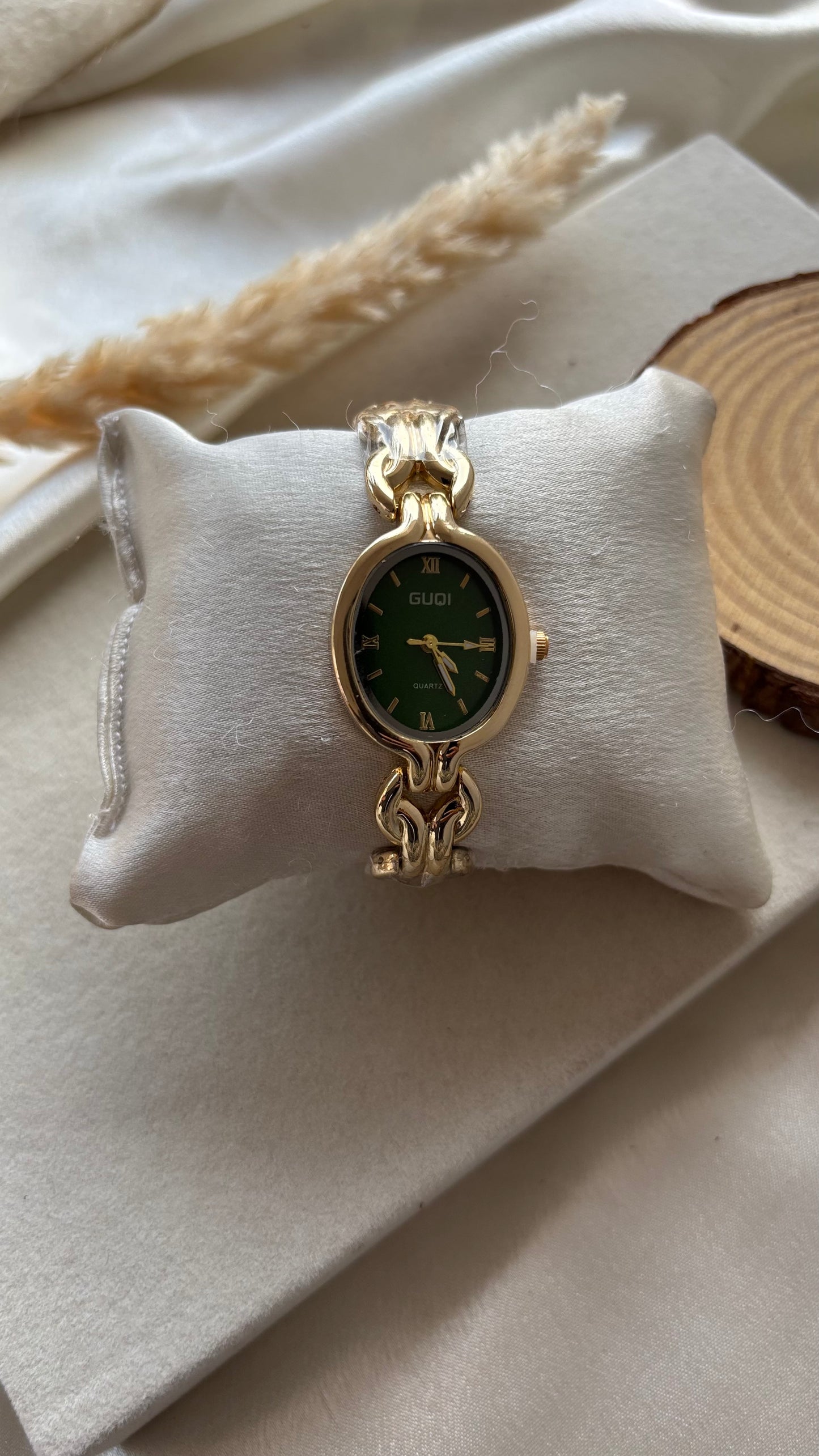 Stainless steel green watch