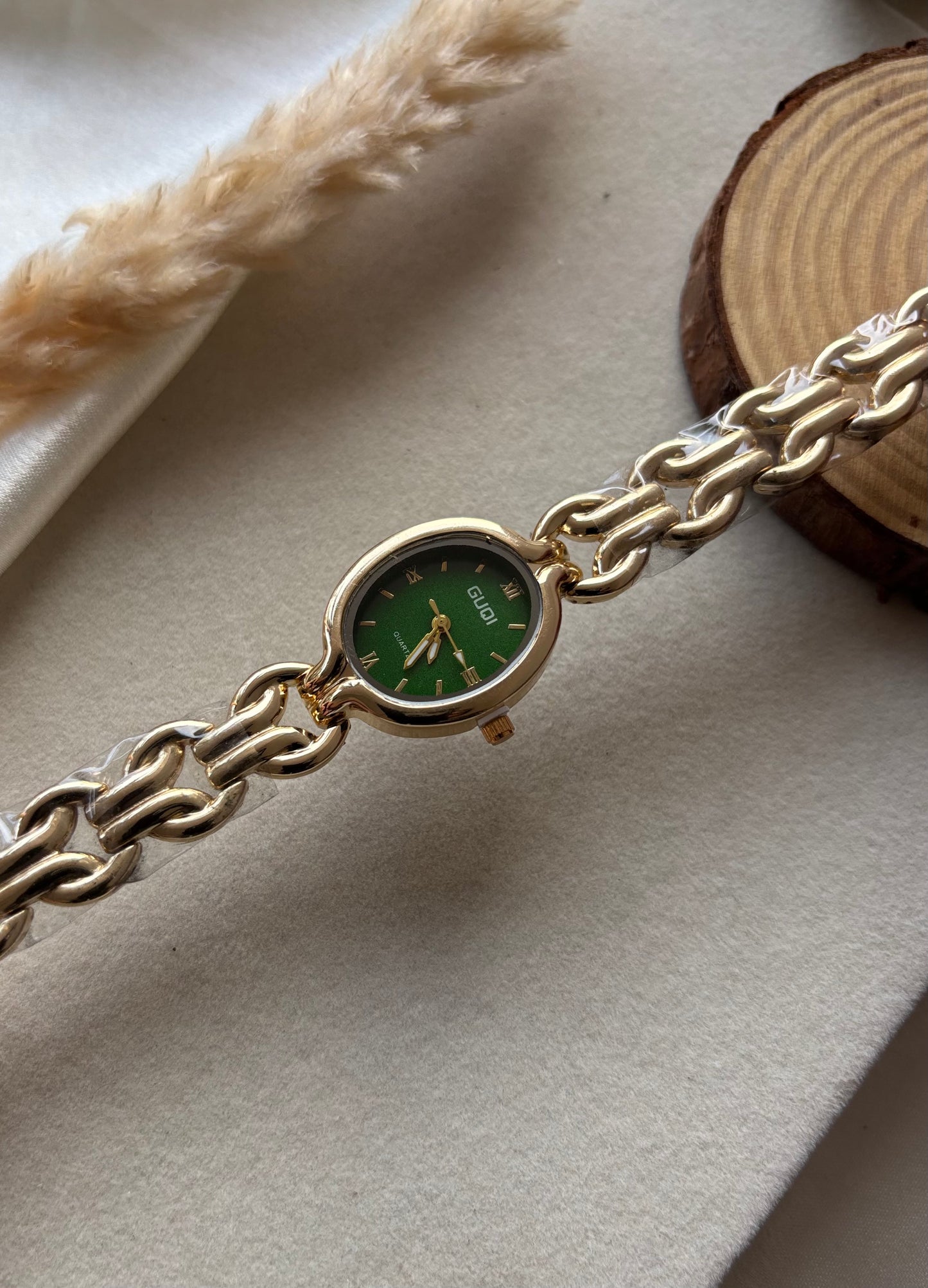 Stainless steel green watch