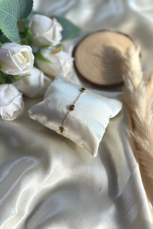 Anti tarnish gold plated multi colour bracelet