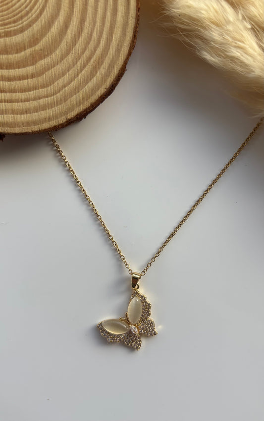 Anti tarnish gold plated yellow butterfly necklace