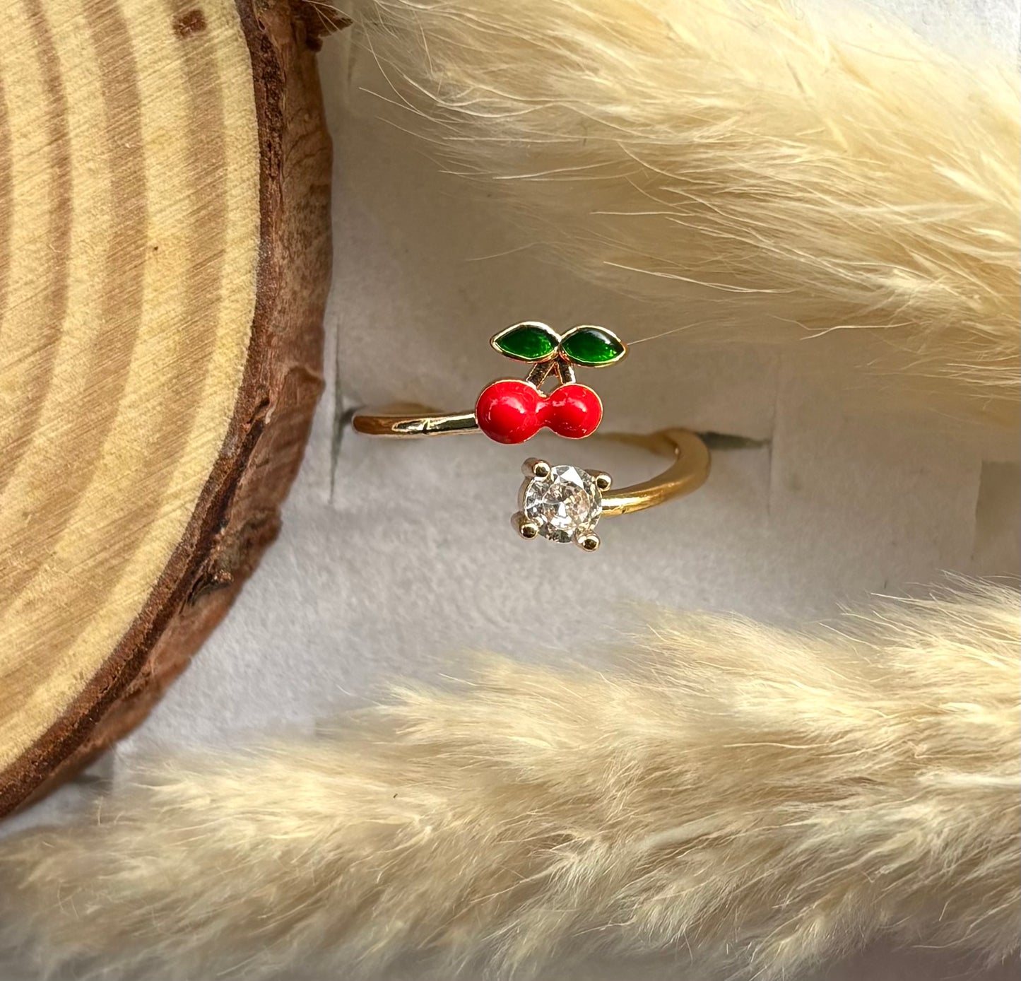 Anti tarnish gold plated adjustable cherry stone ring
