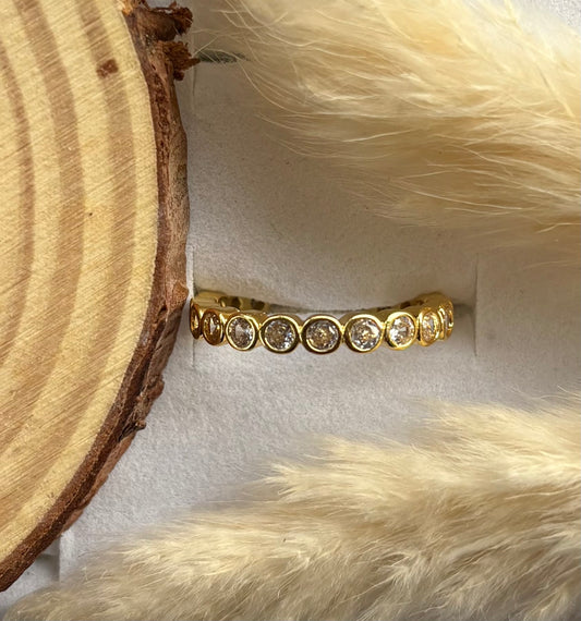 Anti tarnish gold plated adjustable stone ring