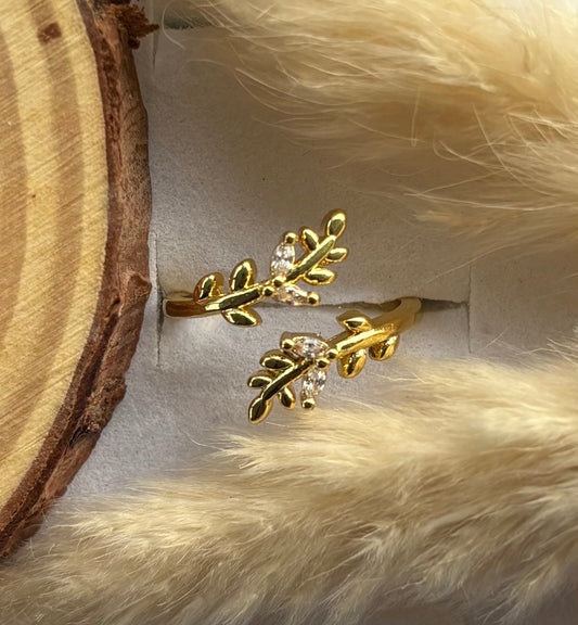 Anti tarnish gold plated adjustable stone ring