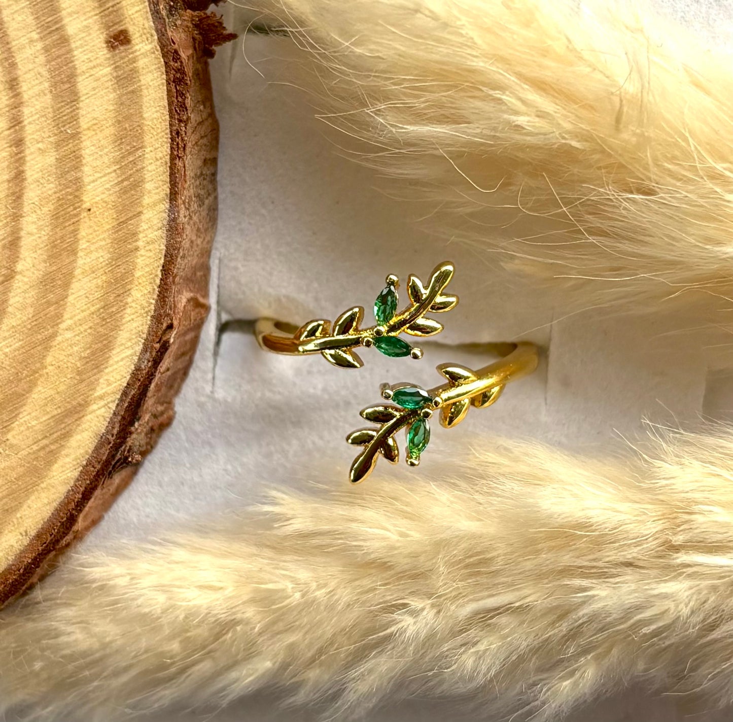 Anti tarnish gold plated adjustable stone ring