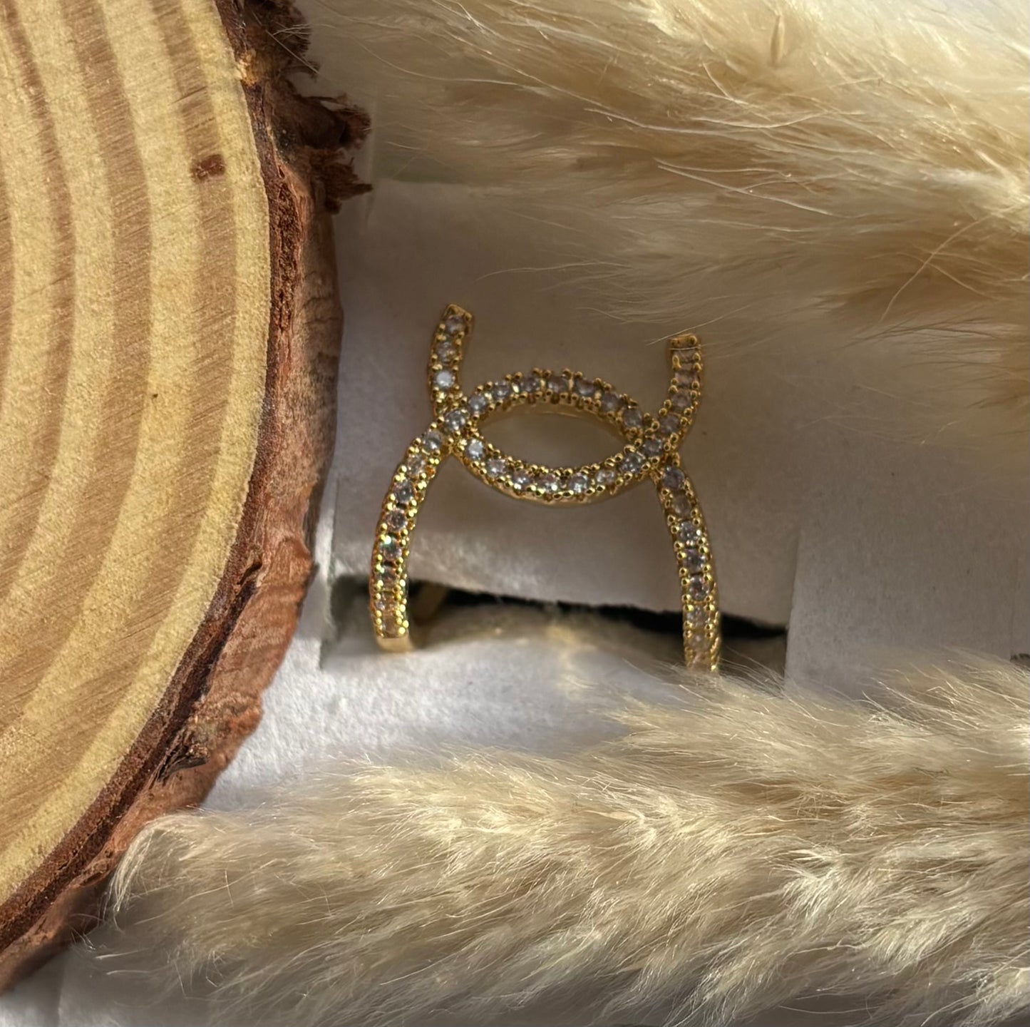 Anti tarnish gold plated adjustable stone ring