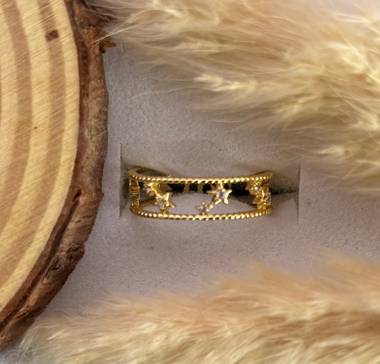 Anti tarnish gold plated adjustable stone ring