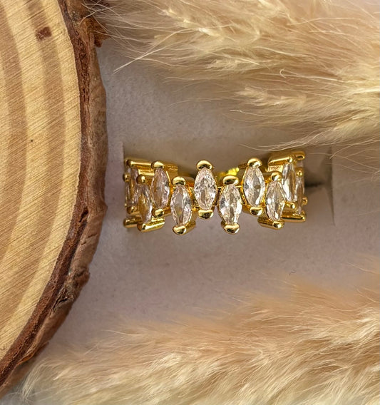 Anti tarnish gold plated adjustable stone rings