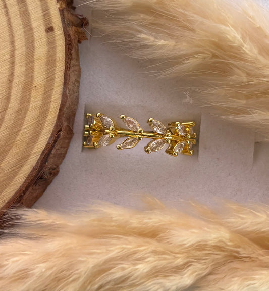 Anti tarnish gold plated adjustable stone ring