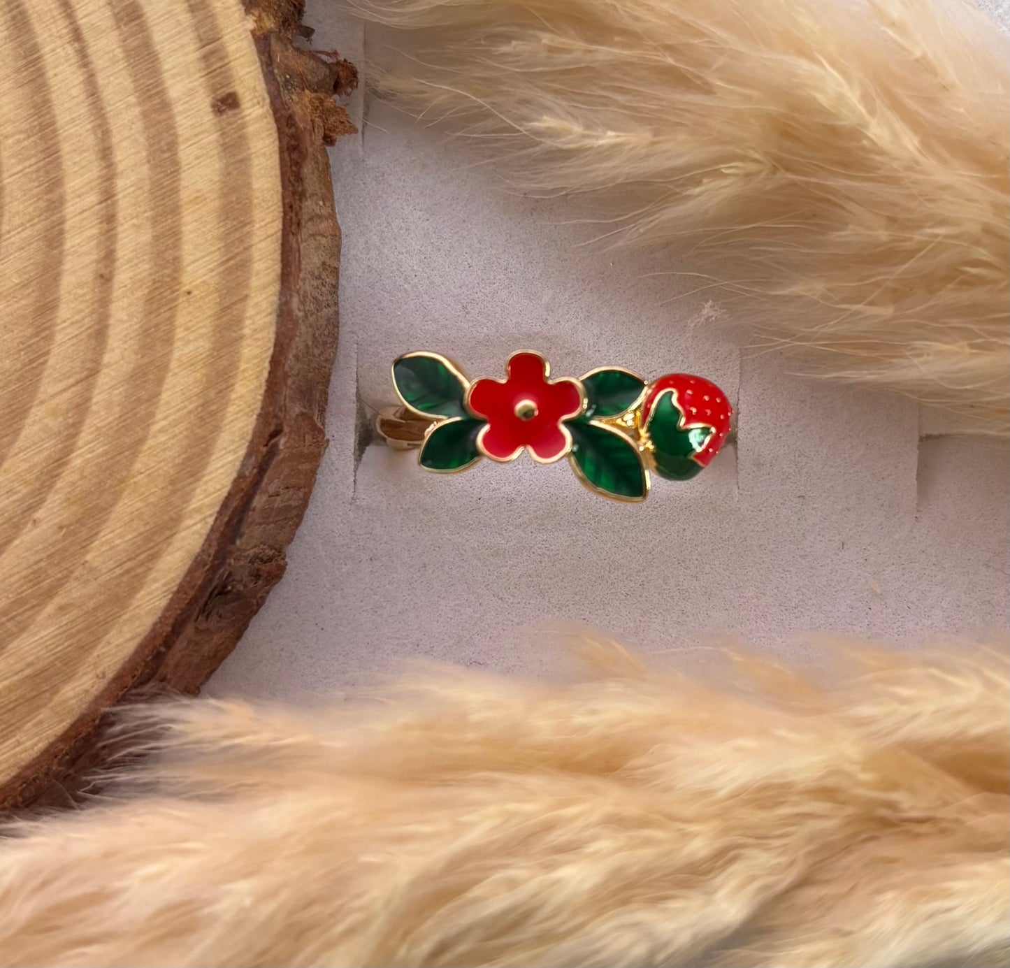 Anti tarnish gold plated adjustable flower ring