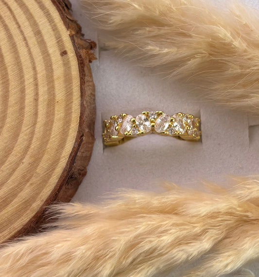 Anti tarnish gold plated adjustable stone ring