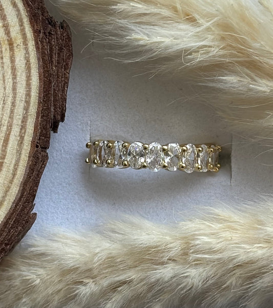 Anti tarnish gold plated adjustable stone ring