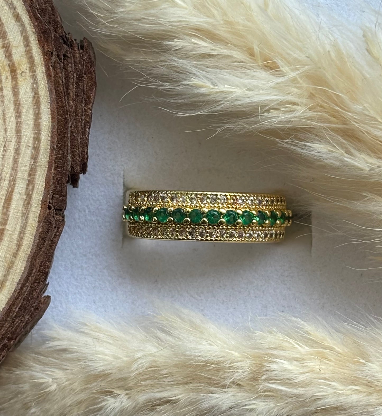 Anti tarnish gold plated adjustable stone ring