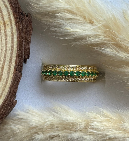 Anti tarnish gold plated adjustable stone ring