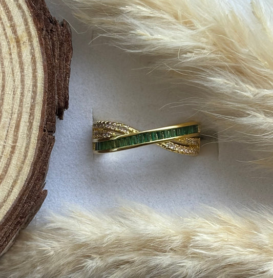 Anti tarnish gold plated adjustable stone ring