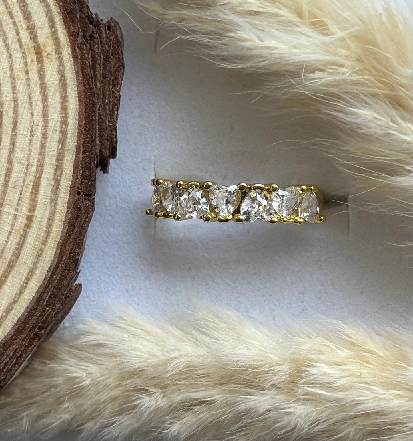 Anti tarnish gold plated adjustable stone ring