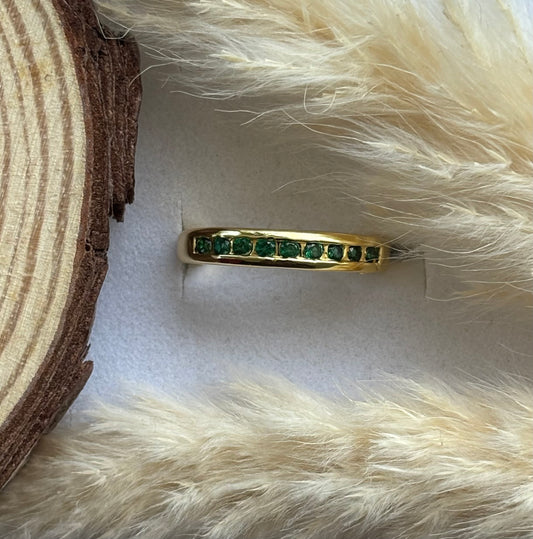 Anti tarnish gold plated adjustable stone ring