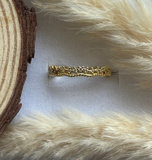 Anti tarnish gold plated adjustable stone ring