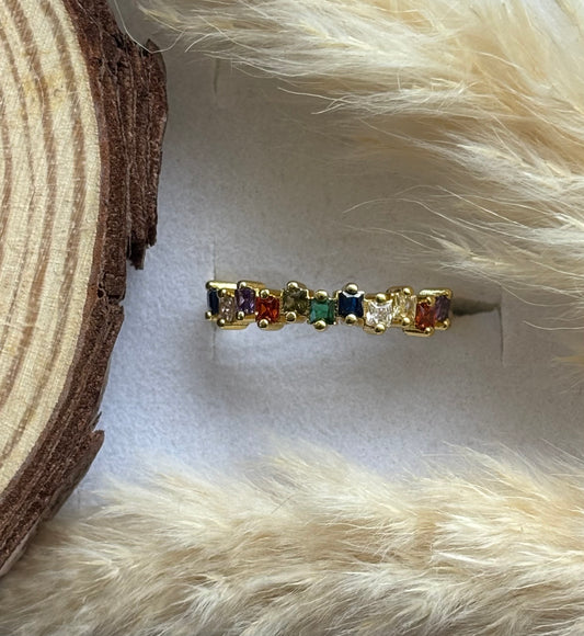 Anti tarnish gold plated adjustable stone ring